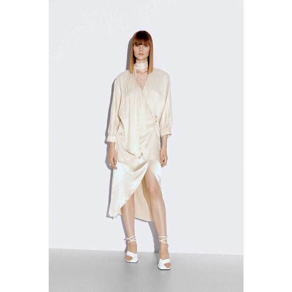 ZARA SATIN EFFECT LONG TUNIC BLOUSE - Picture 8 of 8
